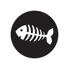 black and white ish bone, fish skeleton.Classic flat icon. Vector