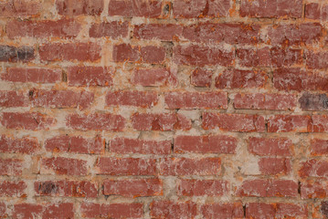 Vintage red brick wall texture closeup