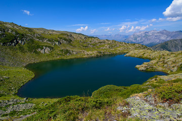 Fototapeta na wymiar Reflet du massif du Mont-Blanc vue depuis le brevent