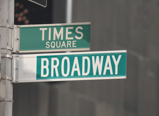 Times Square and Broadway Street Signs - obrazy, fototapety, plakaty