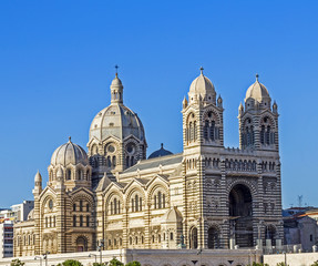 Fototapeta na wymiar View of the historic Cathedral de la Major, in Marseille, France