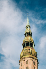 Tower of Saint Peters Church in Riga, Latvia.