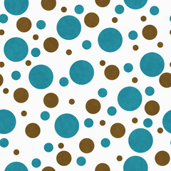 Teal, Brown and White Polka Dot Tile Pattern Repeat Background