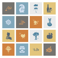 Set of Flat Autumn Icons