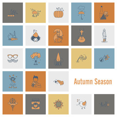 Set of Flat Autumn Icons