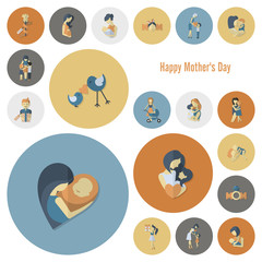Fototapeta premium Happy Mothers Day Icons