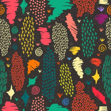 Boho seamless pattern vintage colorful background