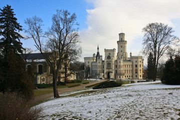 Czech castle Hluboka nad Vltavou in the winter