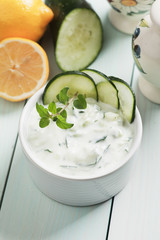 Tzatziki or cacik, cucumber and yogurt salad