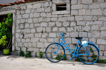 Błękitny rower - obrazy, fototapety, plakaty