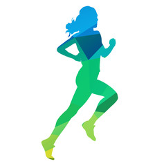 Fototapeta na wymiar Run. Abstract geometrical running woman