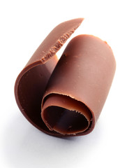 Chocolate curl isolated on white