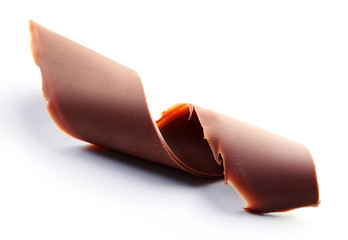 Chocolate curl isolated on white