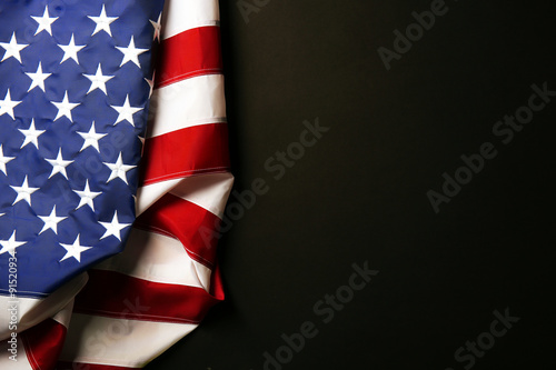 American flag on dark background
