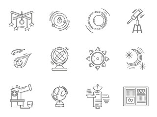 Thin line style astronomy icons