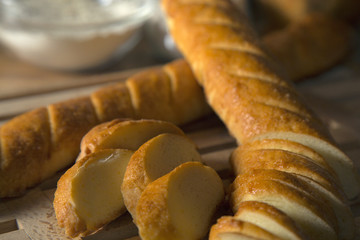 Homemade gluten free baguette.