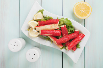 Crab sticks and salad