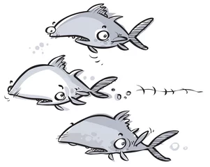 Tuinposter Tuna fish cartoon characters. © Bobb Klissourski
