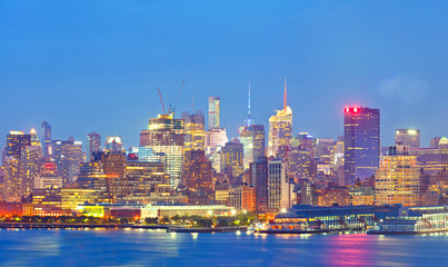 Fototapeta na wymiar New York CIty, Manhattan famous landmarks at sunset