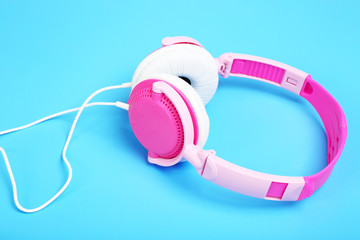 Headphones on blue background