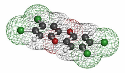 TCDD polychlorinated dibenzodioxin pollutant molecule