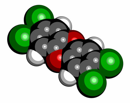 TCDD polychlorinated dibenzodioxin pollutant molecule