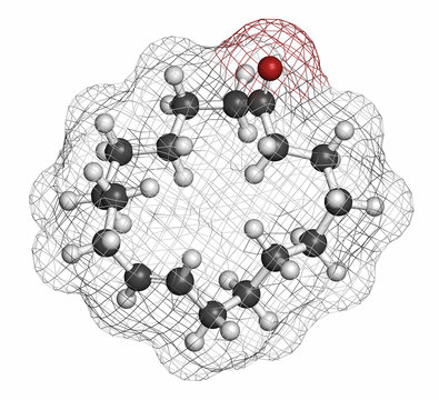 Civetone civet cat pheromone molecule. Used in perfume. 
