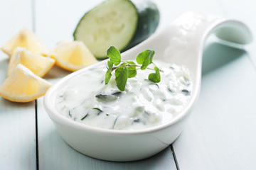 Tzatziki or cacik, cucumber and yogurt salad