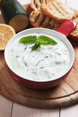 Tzatziki or cacik, cucumber and yogurt salad