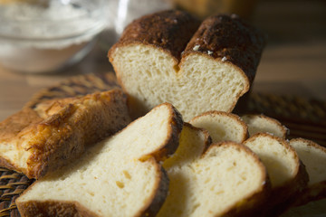 Sliced gluten free bread on the table.