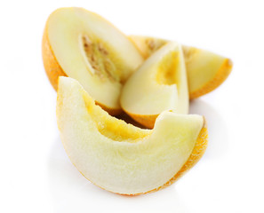 Sliced fresh melon isolated on white