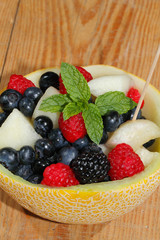 Galiamelone, Melone, Himbeeren, Brombeeren, Blaubeeren