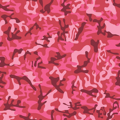 Seamless pink military camouflage pattern for female soldiers - Vector and illustration