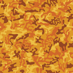 Seamless orange, red, yellow military camouflage pattern - Vector and illustration
