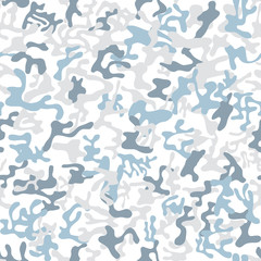 Seamless light blue and white military camouflage pattern for ice and water disguise - Vector and illustration