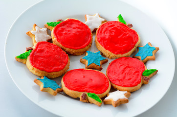 Sweet cut-out cookies  for Rosh Hashanah Jewish New Year holiday