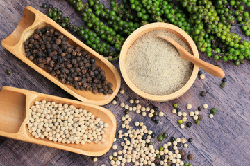 Fresh green pepper seeds and dried grain