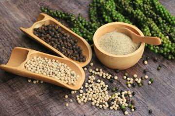 Fresh green pepper seeds and dried grain