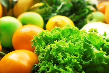 Fresh vegetables and fruits background