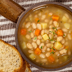 Bean and Potato Soup. Selective focus.