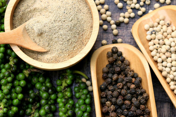 Fresh green pepper seeds and dried grain