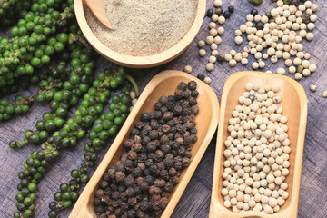 Fresh green pepper seeds and dried grain