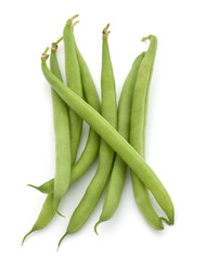 Green beans handful isolated on white background cutout