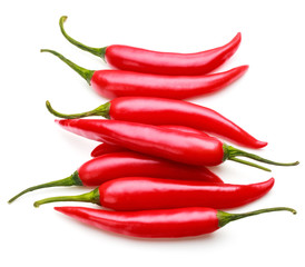 red chili or chilli cayenne pepper isolated on white  background
