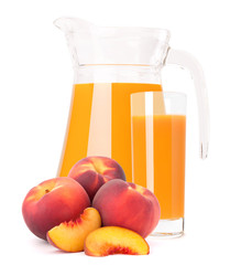 Peach fruit juice in glass jug