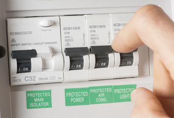 Closeup of a home fusebox 