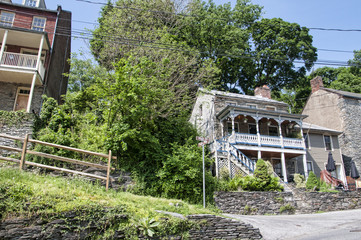 The historic town of Harpers Ferry in Virginia USA