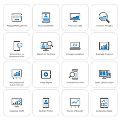 Business and Finances Icons Set. Flat Design.