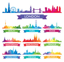 City skyline of Europe Colorful vector illustration © max_776