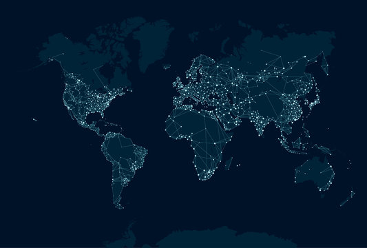 Communications network map of the world © max_776